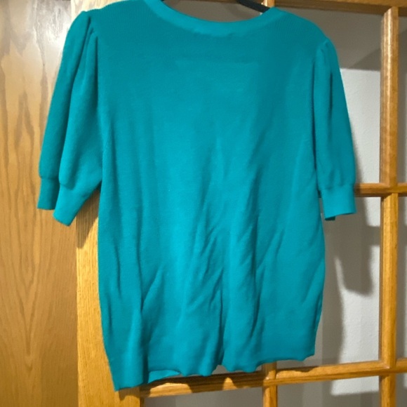 NWT Loft Puff Sleeve V-Neck Cardigan Color: Teal Size: XL - Picture 2 of 8